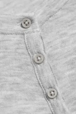 Top Henley à manches courtes - Mélange gris poudré clair — photo 4