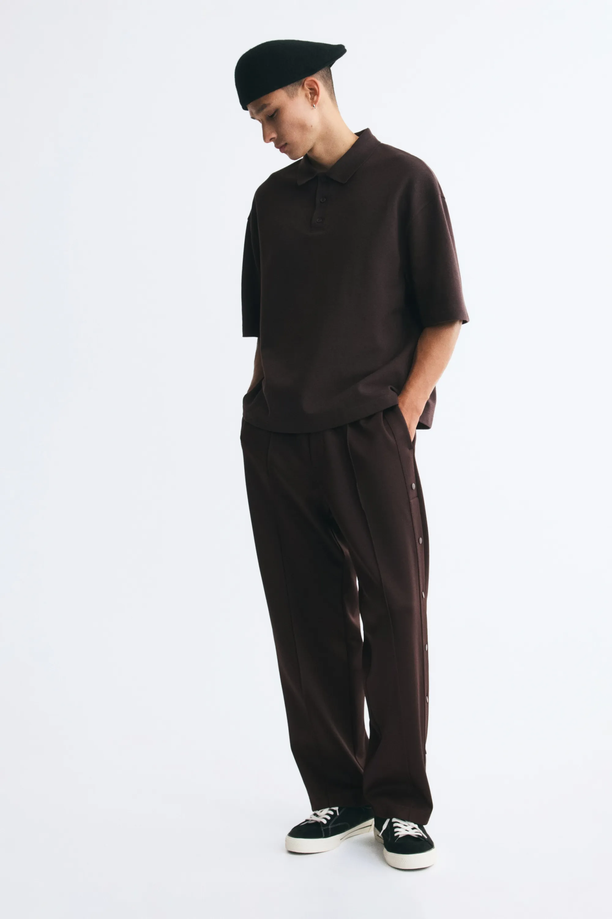 Polo Oversized Fit en coton - Marron foncé