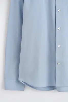 CHEMISE DÉCONTRACTÉE EN POPELINE DE COTON PIMA - BLEU — photo 5