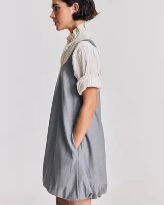 Robe Coralie rayures gris et beige — photo 4