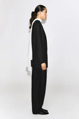BLAZER CROISÉ À DOUBLURE CONTRASTÉE - NOIR — photo 2