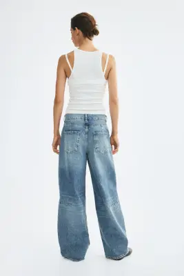 Baggy High Waist Jeans - Bleu denim — photo 3