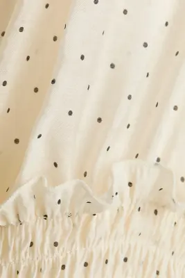Blouse péplum à manches bouffantes - Crème/pois — photo 3