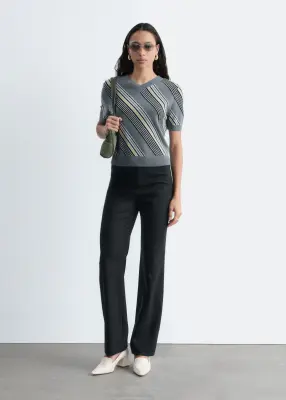 Pantalon droit en laine - Noir — photo 3