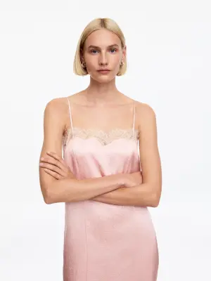 Robe nuisette bordée de dentelle - Rose — photo 3