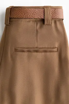 Jupe-culotte en twill avec ceinture - Beige foncé — photo 5