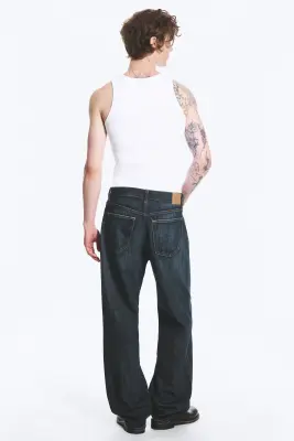 Jean droit et ample taille mi-haute Galaxy - Deep Sea Blue - Bleu foncé — photo 4