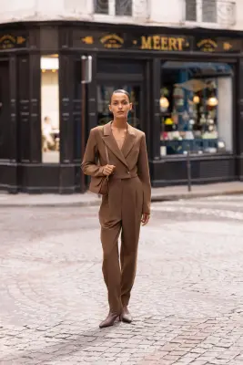 Everett Wool Jumpsuit - Brown — photo 2
