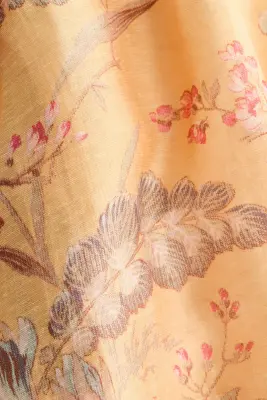 Blouse péplum en lin mélangé - Jaune/fleuri — photo 3