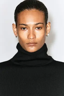 PULL COL ROULÉ LAINE MÉRINOS - NOIR — photo 3