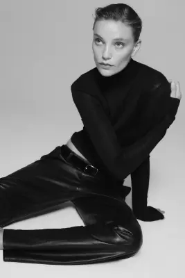 Pantalon chic en cuir - Noir — photo 1