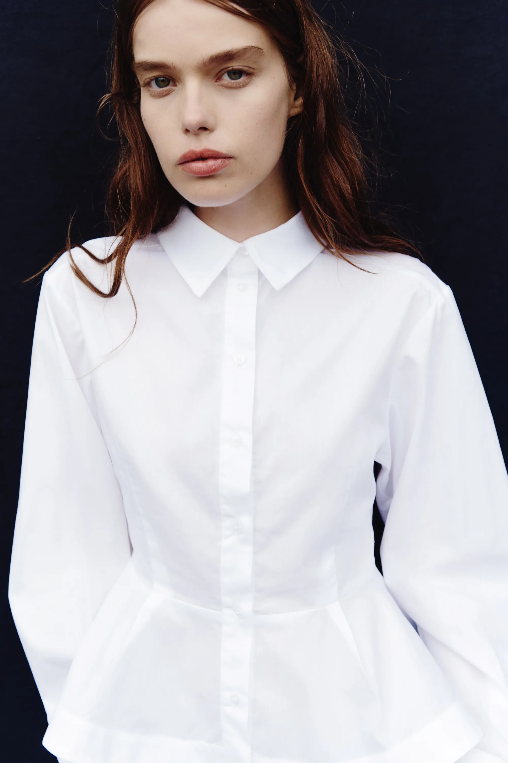 Chemise péplum en popeline - Blanc