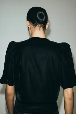 Top à manches bouffantes - Noir — photo 3