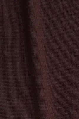 Top bordé à manches longues avec dentelle - Marron foncé — photo 4