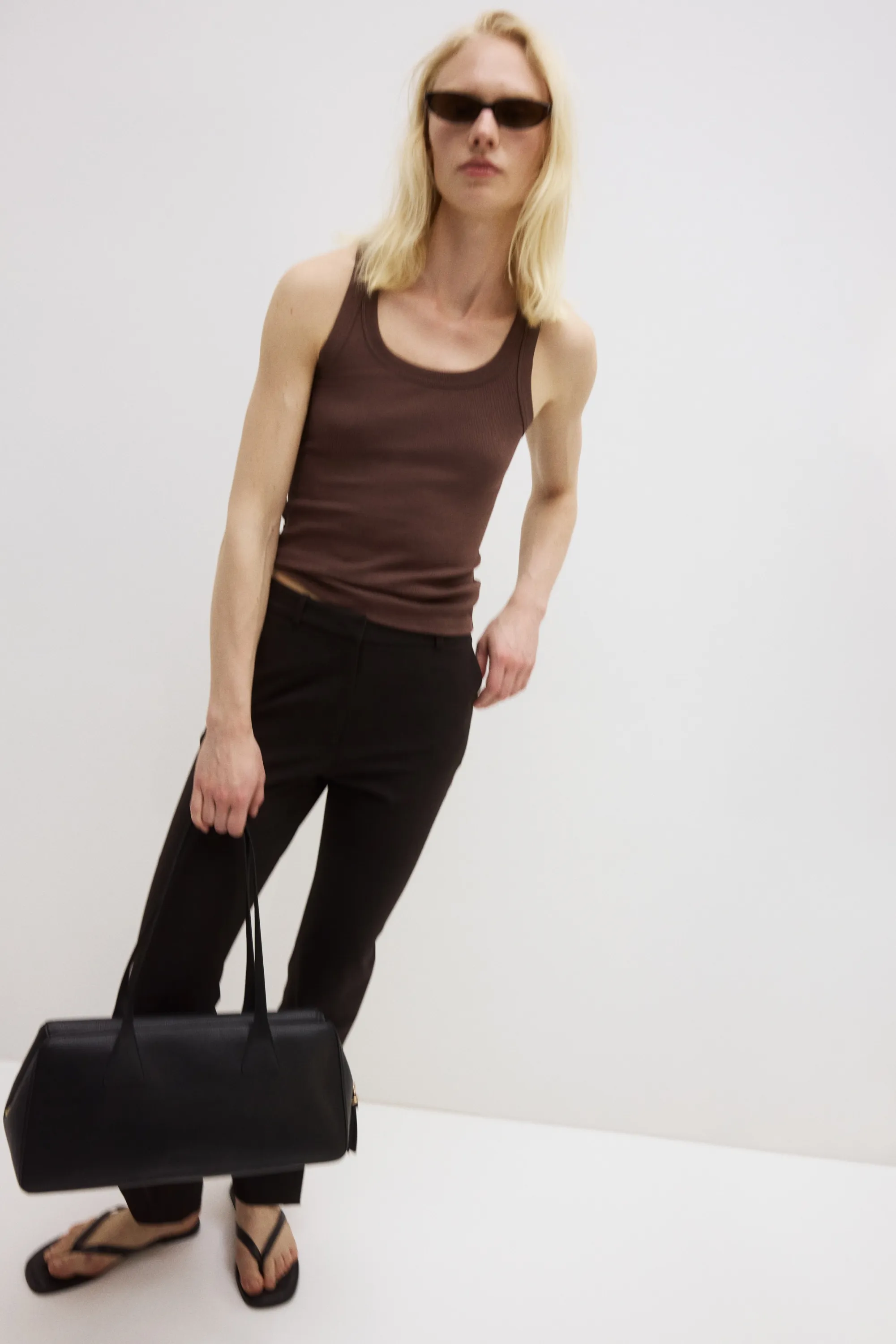 Débardeur côtelé Cooling Slim Fit - Marron foncé