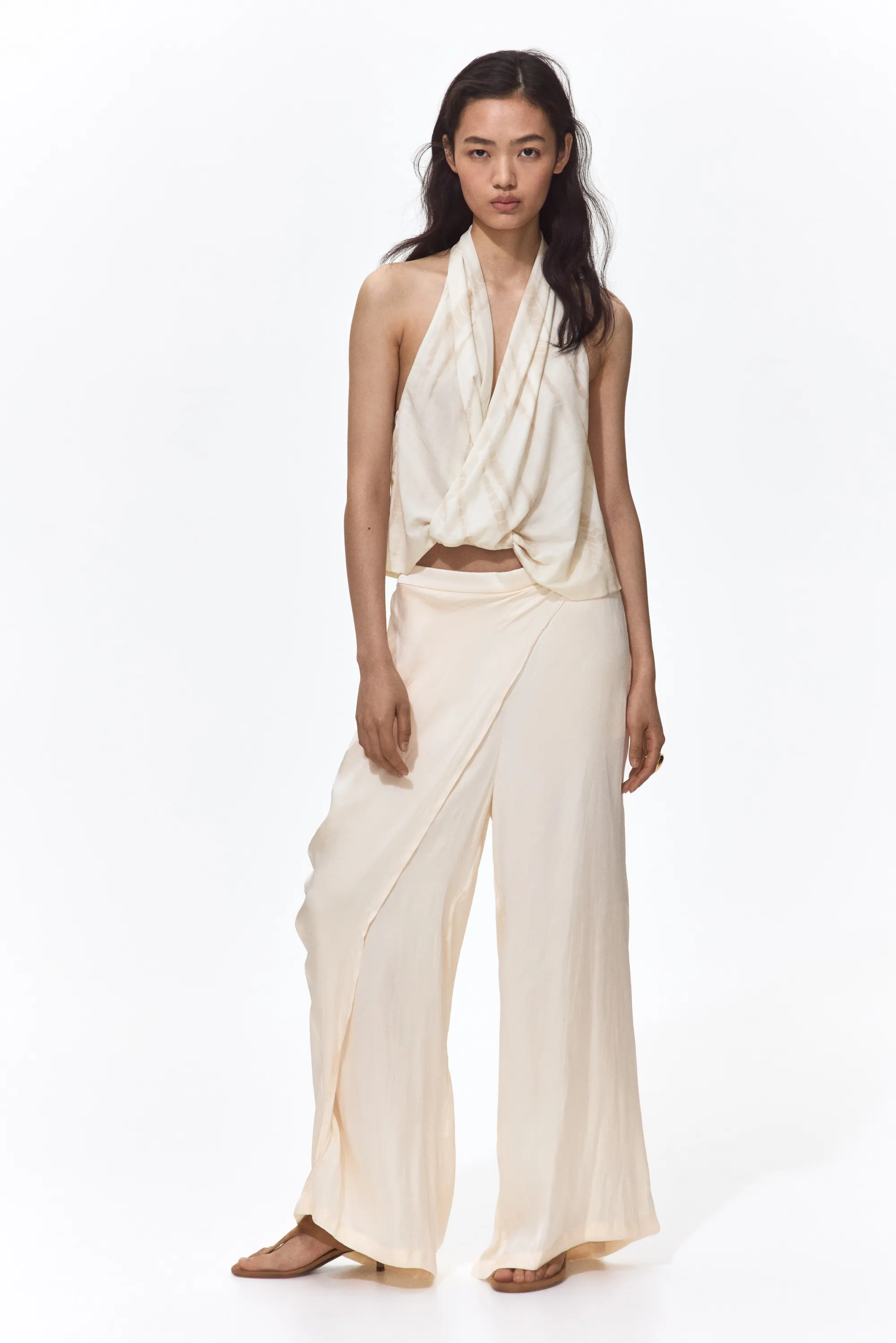 Top dos nu avec détail torsadé - Beige clair/marbré