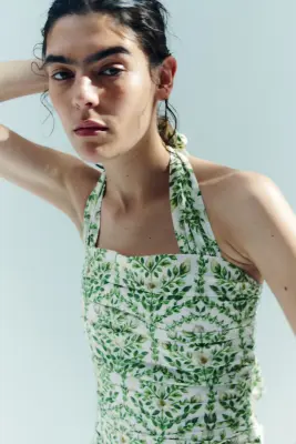 Robe dos nu en popeline - Blanc/fleuri — photo 2