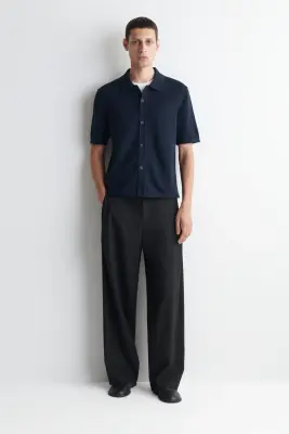 CHEMISE EN MAILLE DE COTON - BLEU MARINE — photo 2