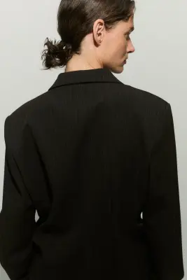 Blazer à fermeture croisée - Marron foncé/rayures tennis — photo 3