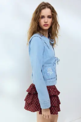 Veste à nouer en denim - Bleu denim clair — photo 2