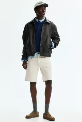 Short Relaxed Fit en denim - Crème — photo 1