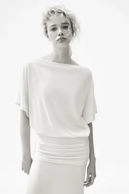 Robe maxi à effet drapé - Jaune clair — photo 2