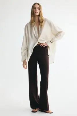 Pantalon droit avec ceinture - Marron foncé — photo 1