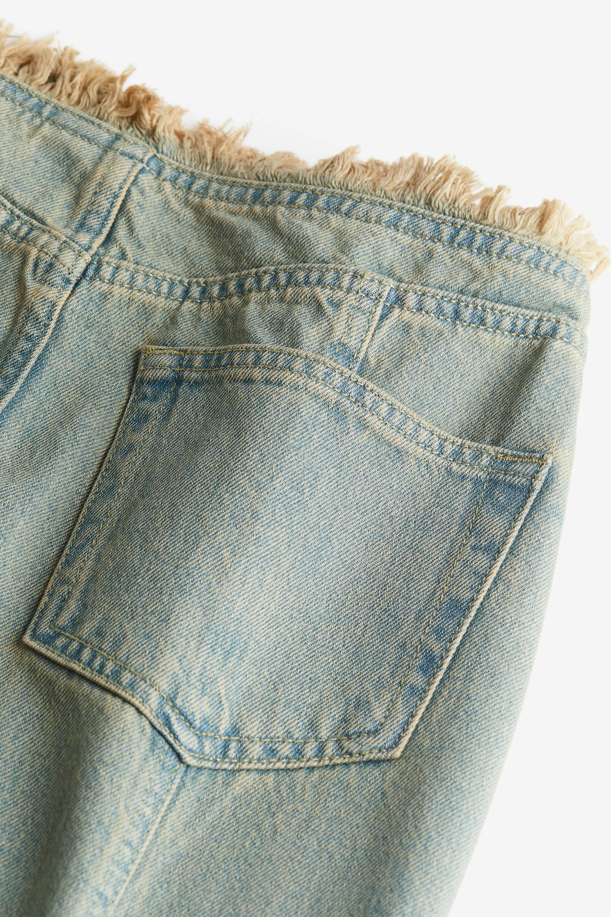 Jupe en denim avec bords à cru - Bleu denim clair