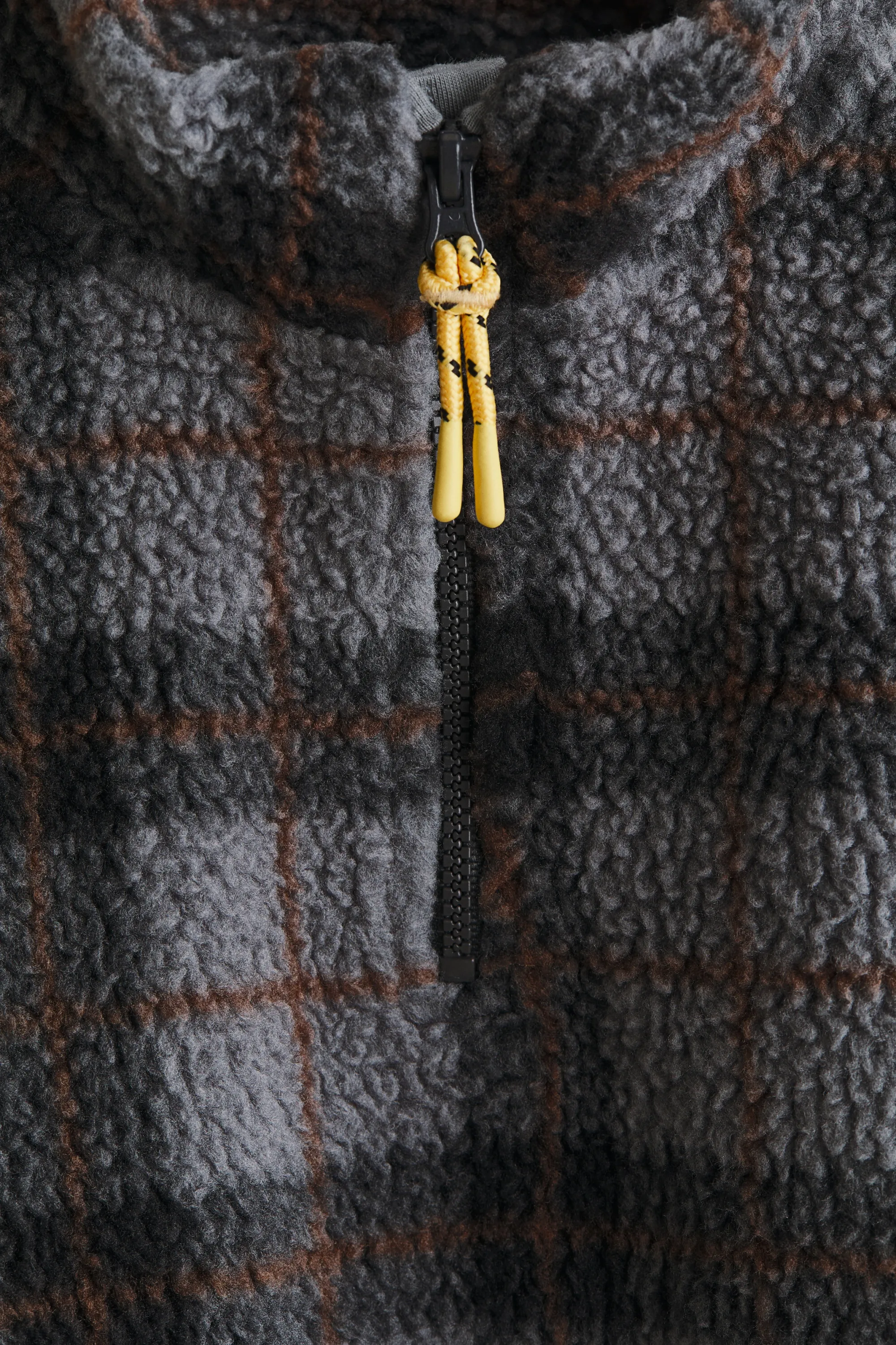 Sweat en tissu Teddy bear avec col zippé - Gris/carreaux