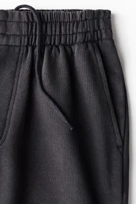 Pantalon Relaxed Fit en molleton de coton - Noir délavé — photo 5