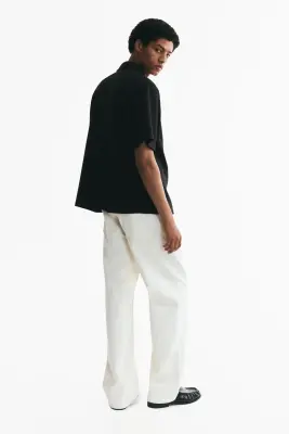 Chemise Relaxed Fit avec col cubain - Noir — photo 4