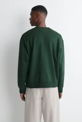 SWEAT EN COTON DÉLAVÉ - VERT FONCÉ — photo 2