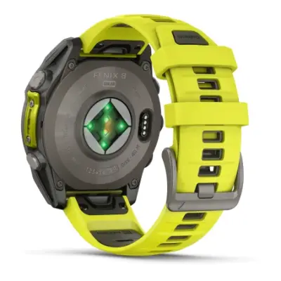 Garmin Fenix 8 Solar 47mm Verre Sapphire lunette titane bracelet jaune/graphite 010-02906-21 — photo 4