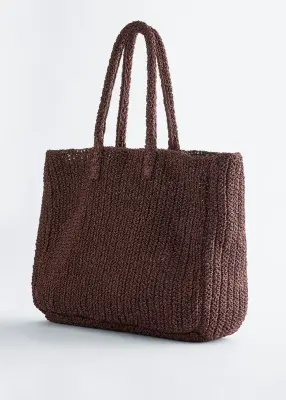 Sac cabas en paille - Marron foncé — photo 2