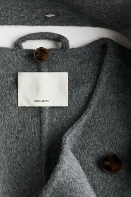 Manteau fait main en laine mélangée - Gris — photo 3