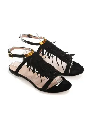 Sandales plates à franges en suède noir Prix boutique 450€ Taille 38 — photo 3