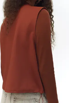 Top en jersey avec cordons de serrage - Rouge rouille — photo 3
