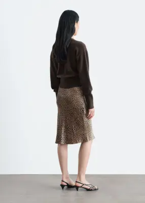 Jupe en satin à imprimé léopard - Beige/Imprimé léopard — photo 5