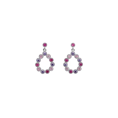 Boucle d'oreille Argent Rhodié - Oxyde de Zirconium violet rose fuschia Go Mademoiselle 602619