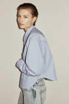 Chemise en popeline - Bleu clair/rayé — photo 2