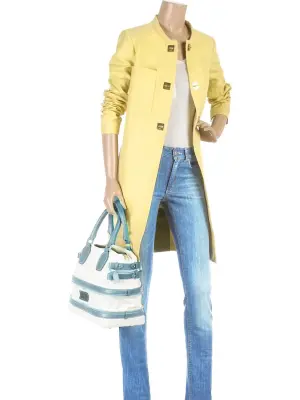 Veste manteau en chanvre et soie jaune citron doux Px boutique 2750€ Taille 38 — photo 2