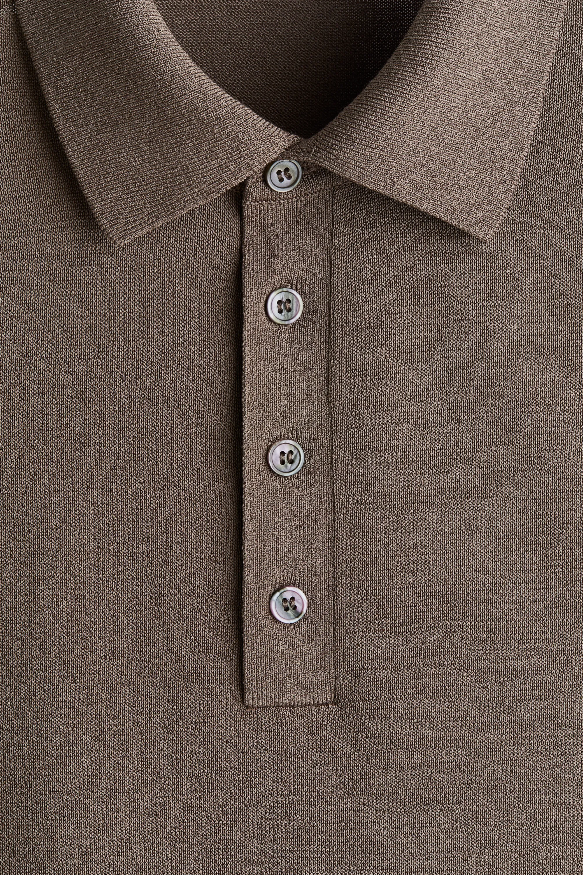 Polo Regular Fit en maille fine - Beige foncé
