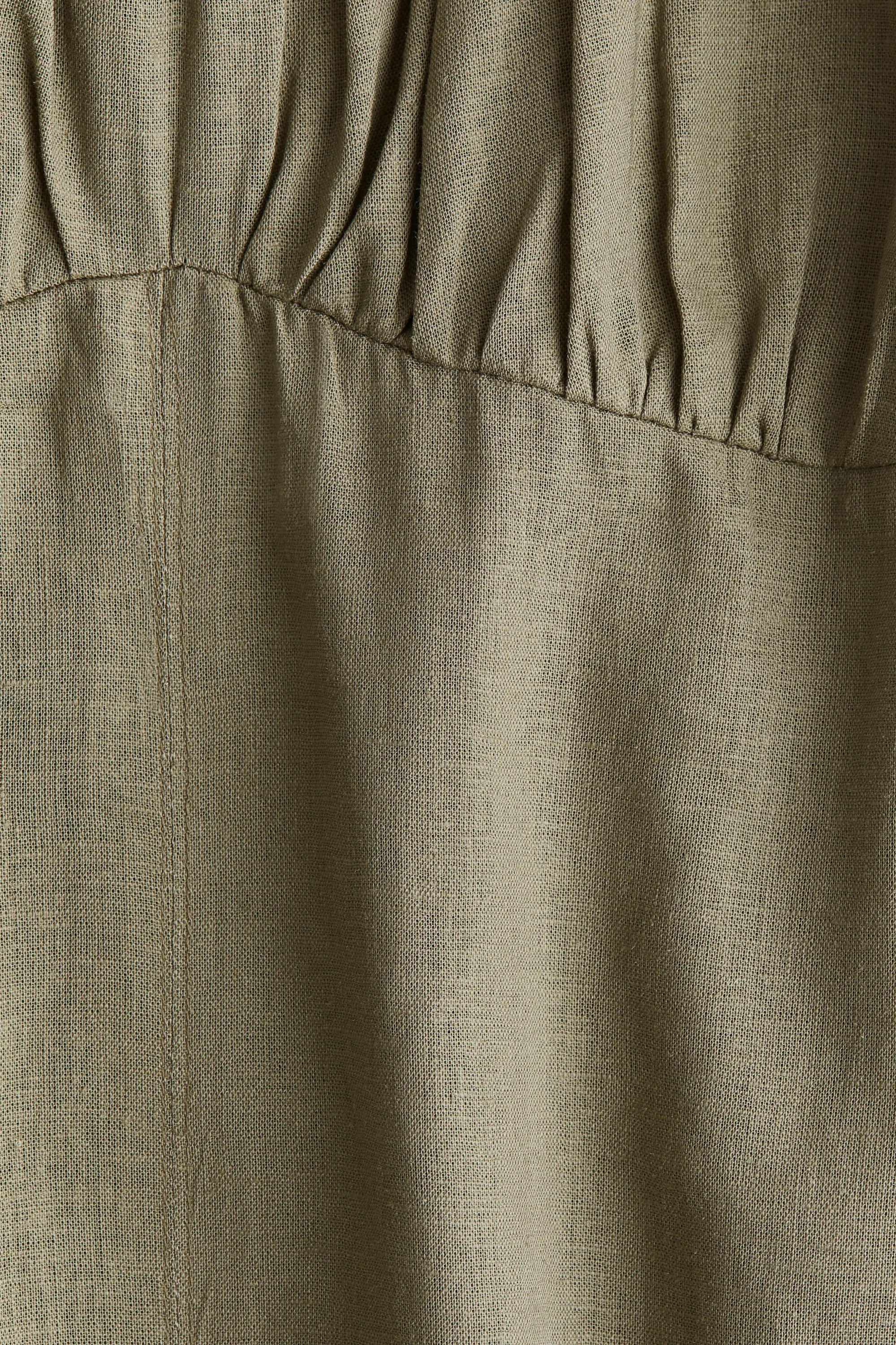 Robe en lin mélangé avec bretelles fines - Vert kaki