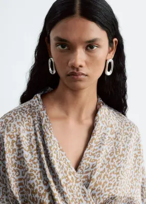 Blouse croisée - Gris/Imprimé léopard — photo 2