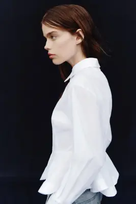 Chemise péplum en popeline - Blanc — photo 3