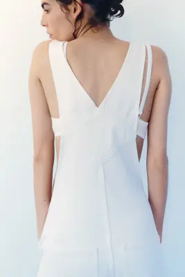 Salopette en denim de coton - Blanc — photo 3
