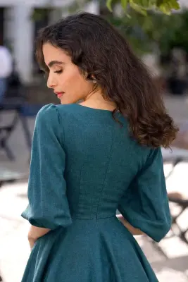 Bardetta Linen Dress - Sea blue — photo 4
