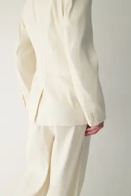 Blazer Easy-care Slim Fit en lin mélangé - Crème — photo 4