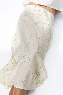 Jupe midi - Crème/pois — photo 3