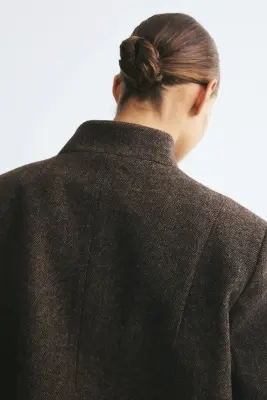 Blazer en tweed de laine mélangée - Taupe foncé — photo 3